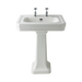 BC Designs Victrion Ceramic Bathroom Basin / Sink sitting on Pedestal 640mm with two tap holes