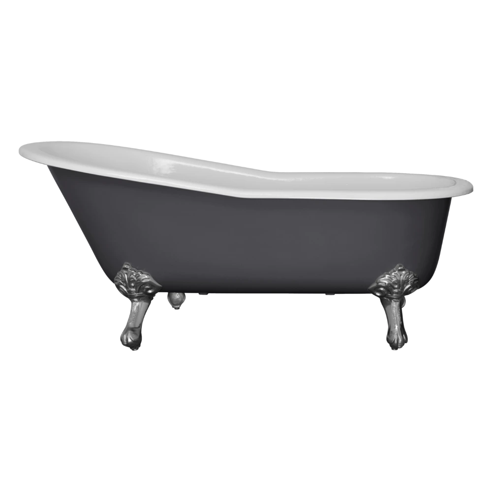 Hurlingham Marlow Freestanding Cast Iron Bath, Roll Top Painted Slipper Bath With Feet 1700x810mm, clear background