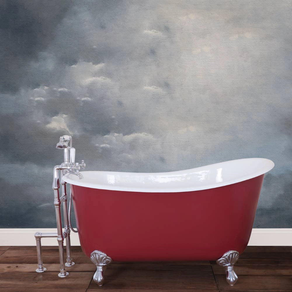 Hurlingham Shelley Slipper Small Cast Iron Bath, Roll Top Painted Small 1370x730mm, in a bathroom space