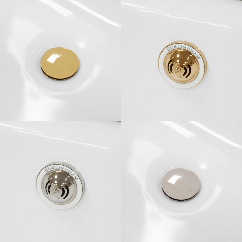Hurlingham Exposed Bath Click Clack Waste With Overflow Pipe gold and nickel