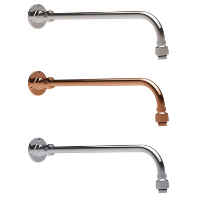 Hurlingham Wall Mounted Shower Arm, Adjustable 123-453mm chrome, nickel and copper