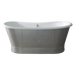 BC Designs Industrial Boat Bath, Acrylic Roll Top With Rivet Outer & Painted Finish 1730mm x 690mm in metallic silver side profile