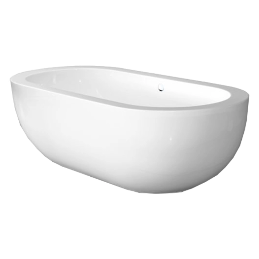 BC Designs Ovali Acrylic Bath, Double Ended Boat Bath, Polished White, 1805x850mm