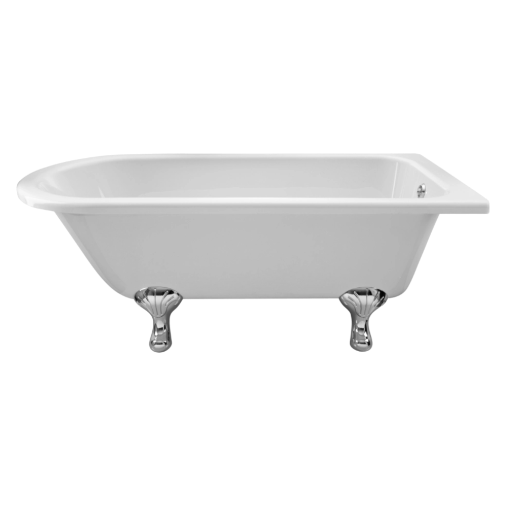 BC Designs Tye Acrylic Freestanding Bath, Painted Shower Bath With Feet, flat back
