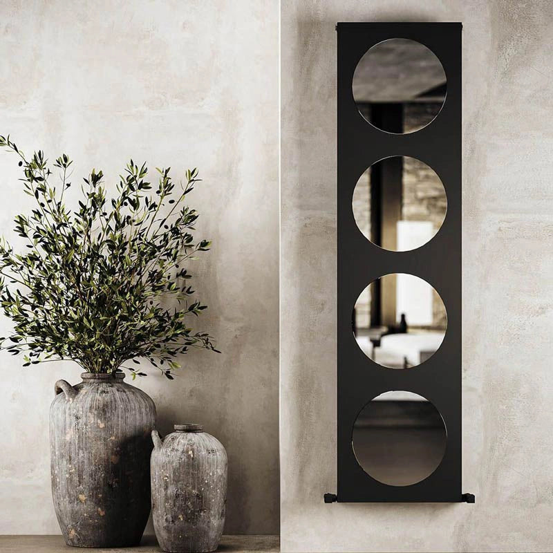 Carisa Circles Aluminium Designer Mirror Radiator, in a living space