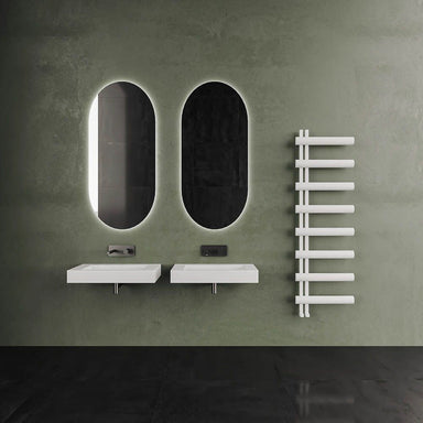 Carisa Moon L Aluminium Towel Radiator in a bathroom space