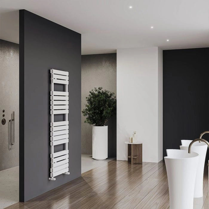Carisa Plata Bath Double Aluminium Towel Radiator in a bathroom space