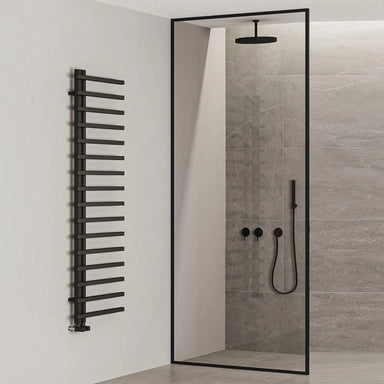 Carisa Terra L Aluminium Towel Radiator in a bathroom, shower room space