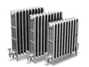 Carron Radiators 4 column victorian collection image showing the 460mm, then the 660mm and finally the 810mm height options in a silver satin polished finish different sizes within the collection