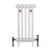 Carron Victorian 4 Column Cast Iron Radiator in a height of 760mm with 5 sections in a painted bespoke finish of white parchment with brushed brass valves, clear background image