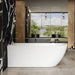 Charlotte Edwards Belgravia Back-To-Wall Bath, side view, gloss white in a bathroom space