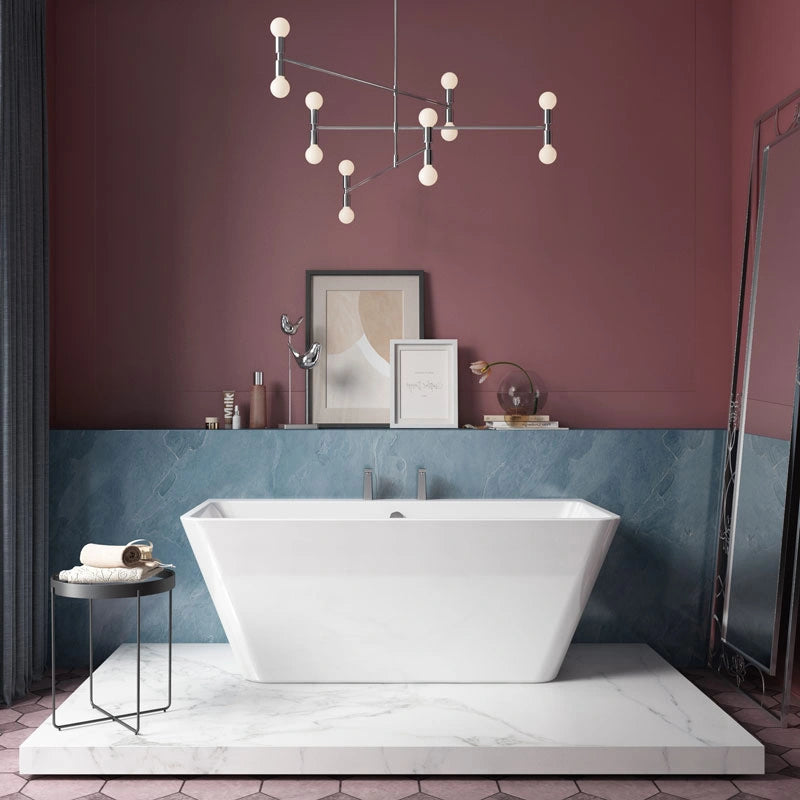 Charlotte Edwards Eris Acrylic Freestanding Bath, front facing in gloss white, in a bathroom setting