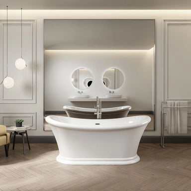 Charlotte Edwards Purley Acrylic Freestanding Bath, gloss white bathtub in a bathroom space