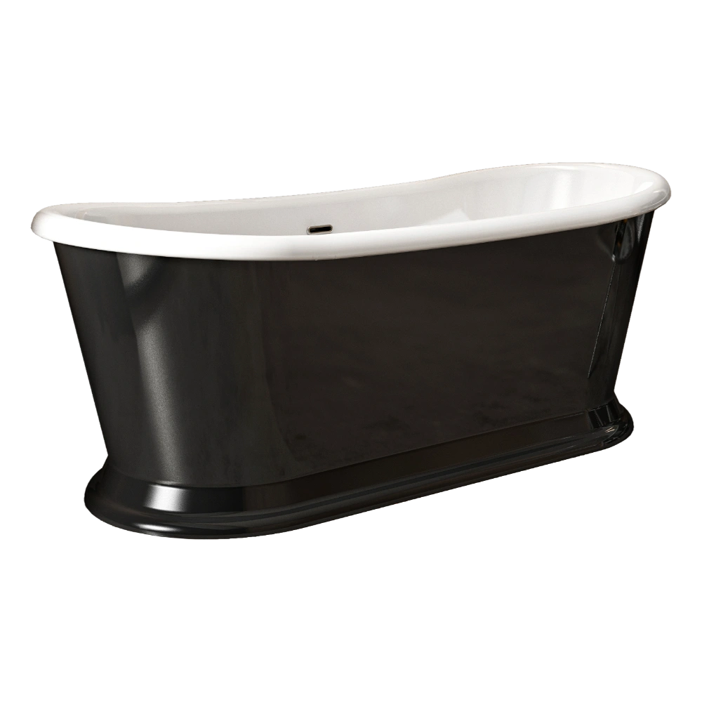 Charlotte Edwards Rosemary Bath in Gloss Black on white background in size length 1710mm x width 720mm