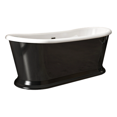 Charlotte Edwards Rosemary Bath in Gloss Black on white background in size length 1710mm x width 720mm