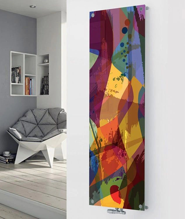 Eucotherm Mars Vitro Picture Vertical Radiator multicoloured pattern, in a living space