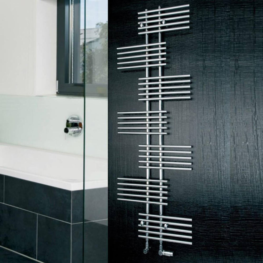 Eucotherm Parallel Rail Towel Radiator, black wall bathroom space image