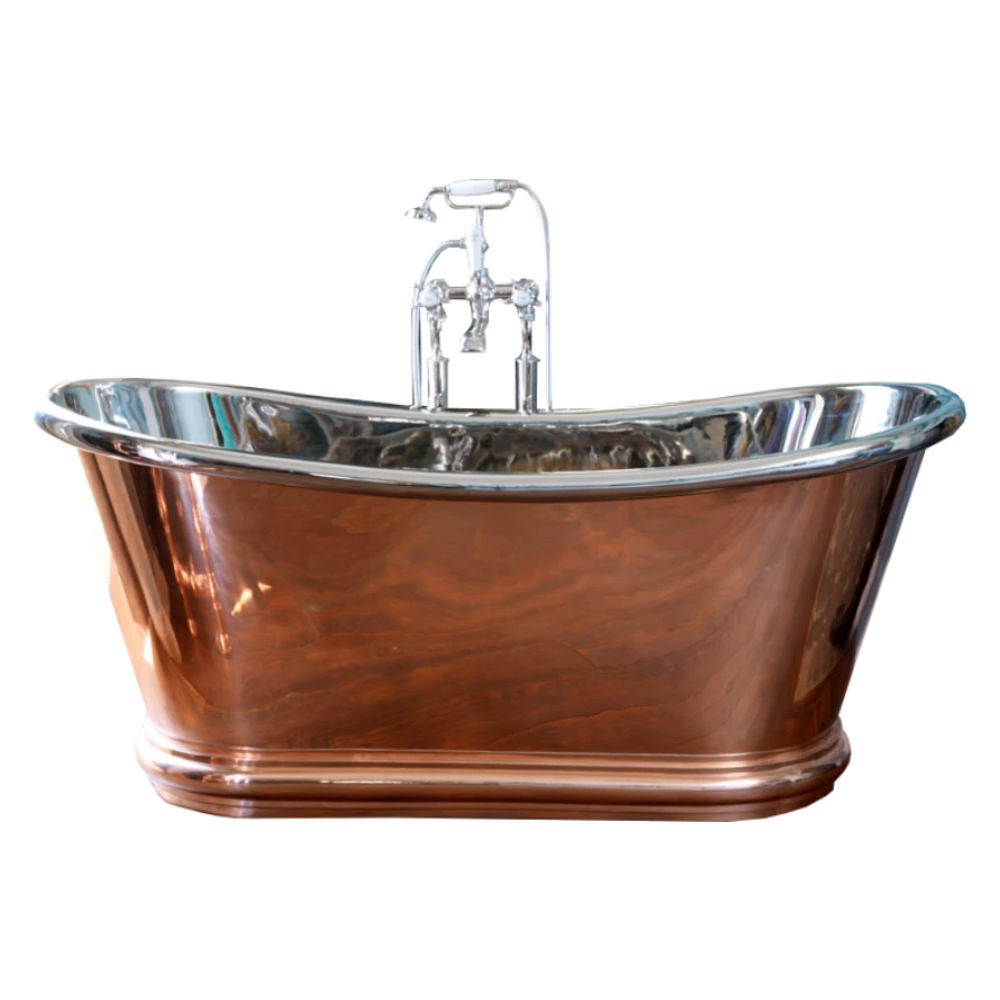 Hurlingham Bulle Copper-Nickel Bath, Roll Top Bathtub, 1700x740mm