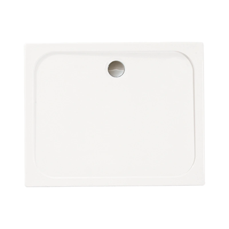 Merlyn MStone rectangular Shower Tray, with centre waste in white