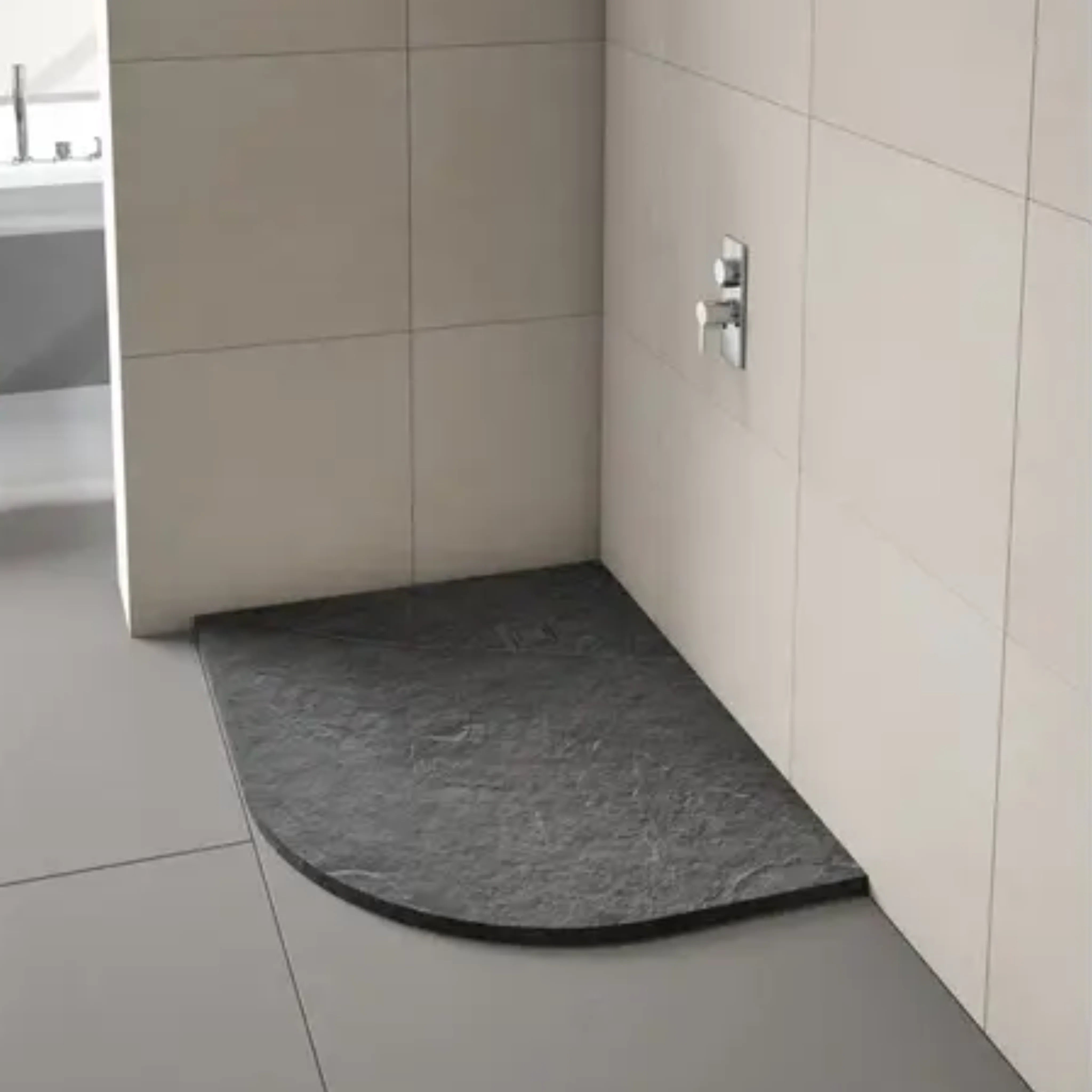 merlyn truestone quadrant shower tray fossil grey, lifestyle image