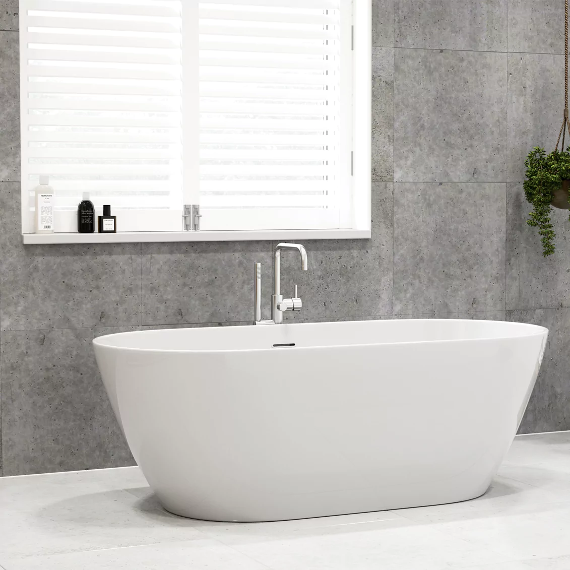 Tissino Angelo Freestanding Bath, White 1700x800mm, in a modern bathroom space