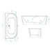 Tissino Angelo Double Ended D-Shape Acrylic Bath, Back To Wall, White 1700mm x 800mm specification line drawing