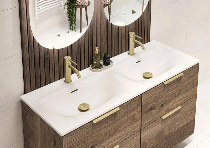 Tissino Mozzano Cellini basin top showcased on a furniture unit in a bathroom setting