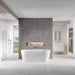 Tissino Angelo Double Ended D-Shape Acrylic Bath, Back To Wall, White 1700mm x 800mm within modern bathroom
