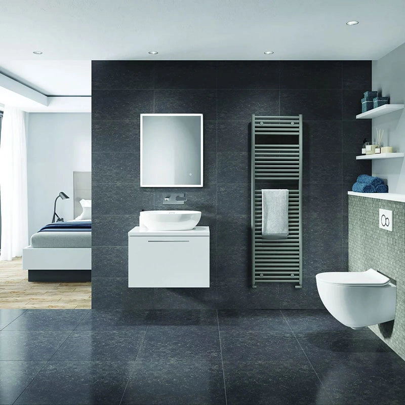 Tissino Hugo2 Electric Heated Towel Radiator H1652xW400mm lusso grey in a bathroom space