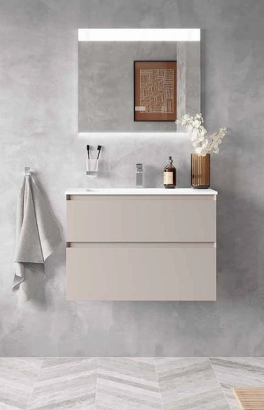 Tissino Leone Strip Lighting Mirror De-mister Touch Double, shown in a bathroom space