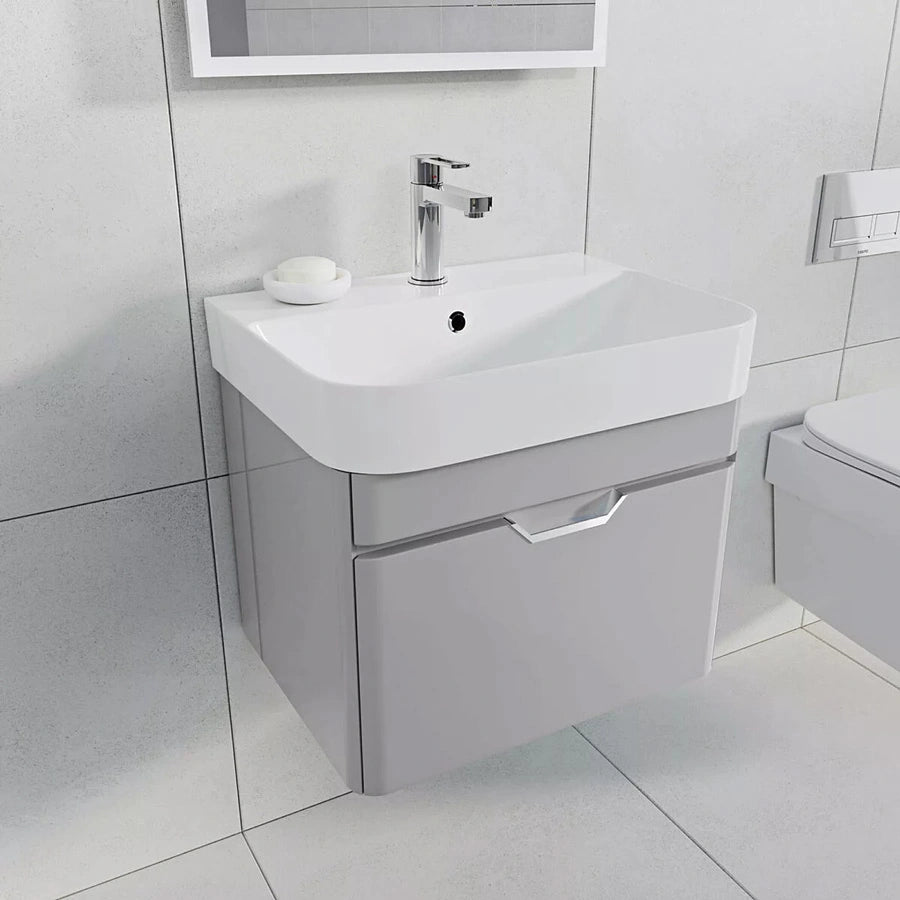 Tissino Loretto Basin Unit Furniture 480mm grey in a bathroom space