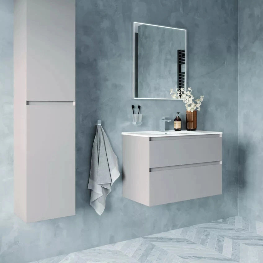 Tissino Mozzano Furniture Unit Tall 1660mm Cashmere grey in a bathroom