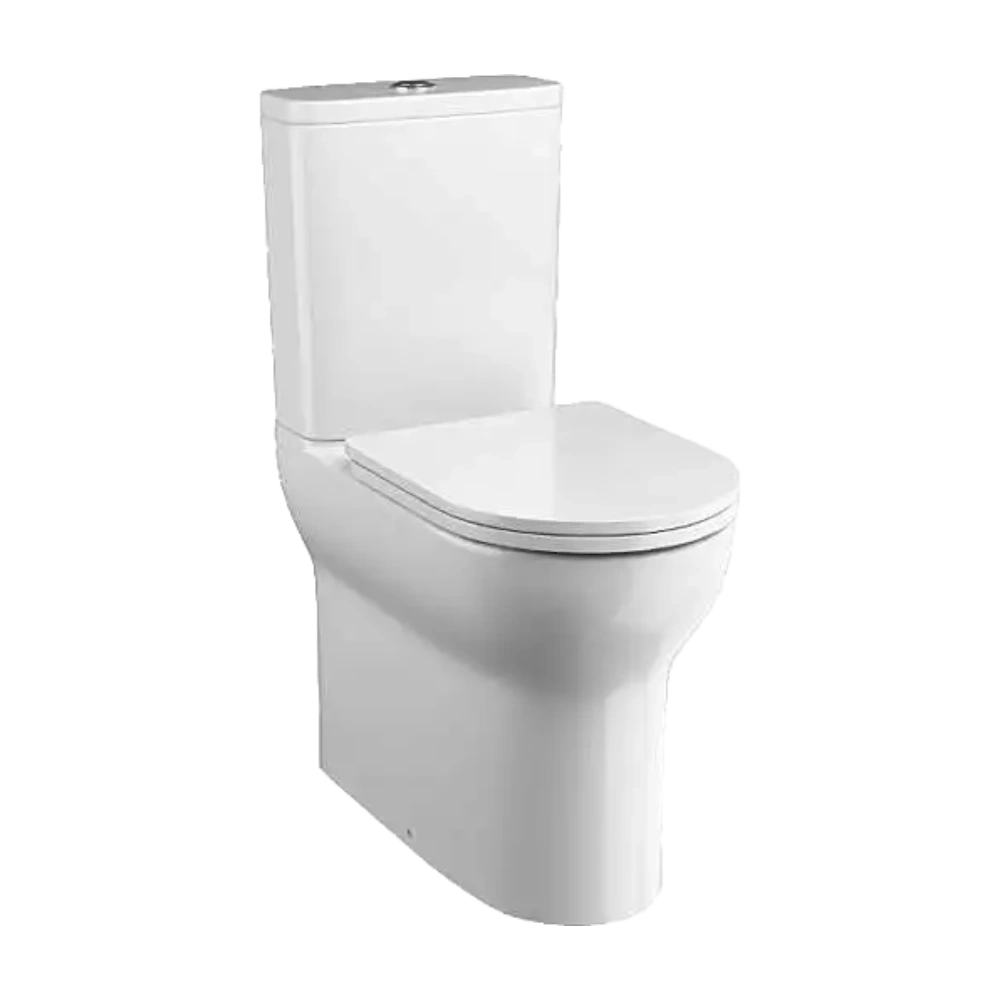 Tissino Nerola Rimless Closed Coupled Pan, Cistern comfort height, clear background image, slimline seat