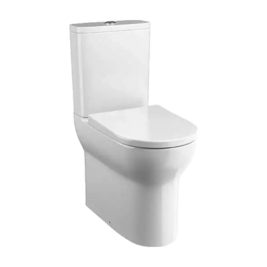 Tissino Nerola Rimless Closed Coupled Pan, Cistern comfort height, clear background image wrapover seat