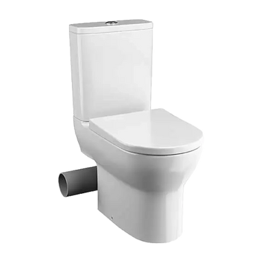 Tissino Nerola Rimless Closed Coupled Pan, Cistern - Left Hand Pan Cut, clear background, wrapover seat