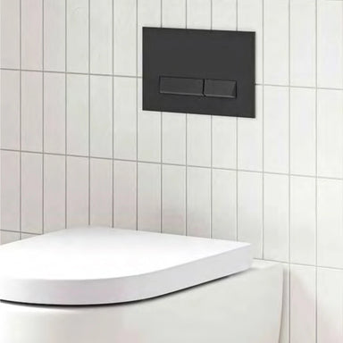 Tissino Rocco2 Quadrato Wall Plate, WC - TRC-202-MN matt black, fixed to a bathroom wall above a WC