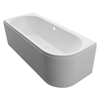 Tissino Angelo Double Ended J Acrylic Bath, Back To Wall, White Length 1600mm x width 700mm right hand bathtub