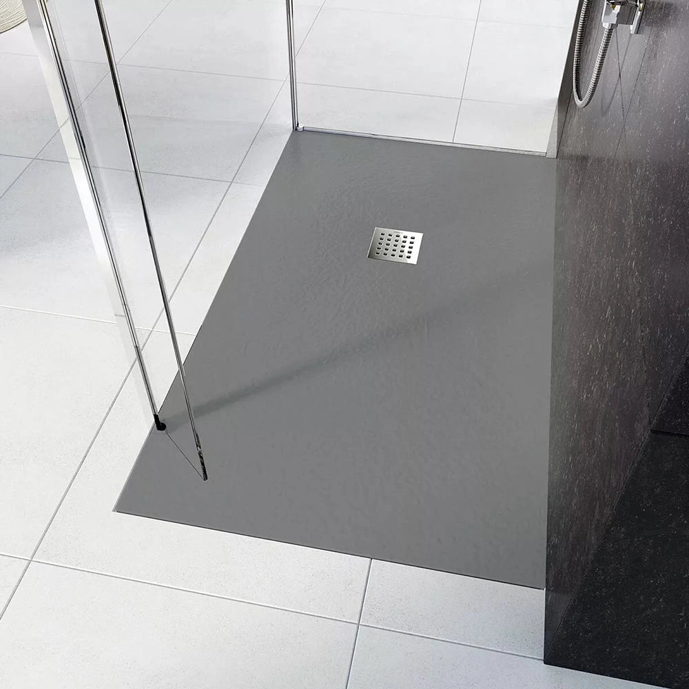Tissino Giorgio2 Square / Rectangular Shower Tray, W 800mm grey inside a shower, interior bathroom image