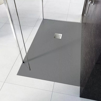 Tissino Giorgio2 Rectangular Slate Shower Tray, W750mm grey, in a bathroom view from above