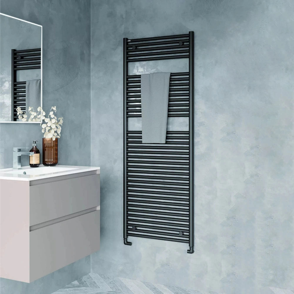 Tissino Hugo2 Electric Heated Towel Radiator H1652xW600mm anthracite fixed to a bathroom wall