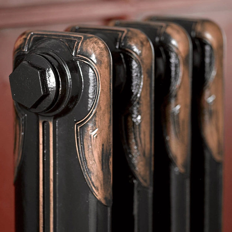 Arroll Art Deco Cast Iron Radiator, close up of the top