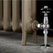 Arroll Peerless 2 Column Cast Iron Radiator close up of valve and legs