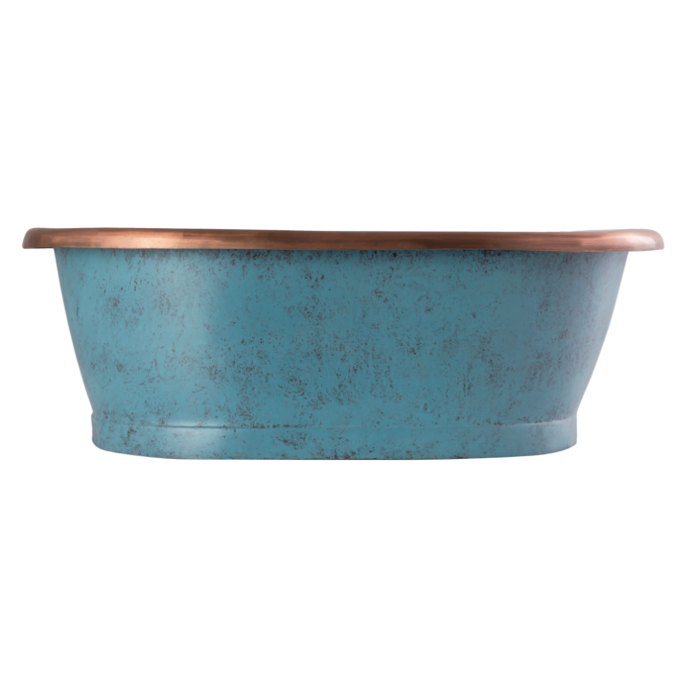 BC Designs Patinata Blue Copper Roll Top Bathroom Basin 530mm x 345mm