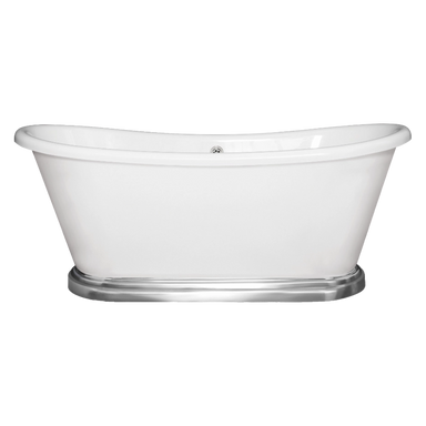 BC Designs Acrylic Boat Bath on Aluminium Plinth, Painted Bathtub 1580mm x 750mm BAS063 polished white colour