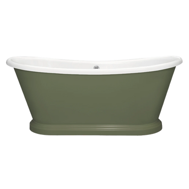 BC Designs Traditional Boat Bath, Acrylic Roll Top Painted Bathtub 1800mm x 750mm BAS070 green