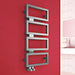 Carisa Beck Stainless Steel Towel Radiator, fixed to a red bathroom wall