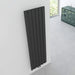 Carisa Burano S Vertical Aluminium Radiator anthracite, fixed to a white livingroom wall