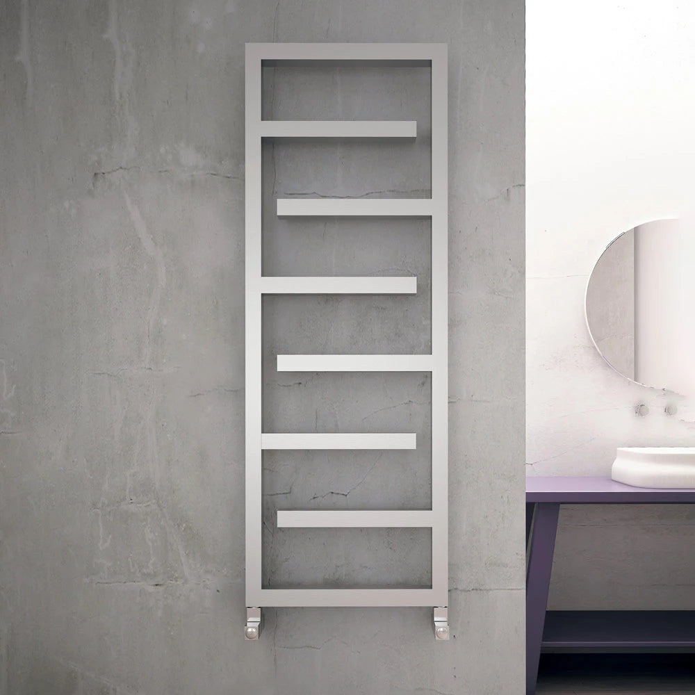 Carisa Eclipse Stainless Steel Designer Radiator fixed to a bathroom wall