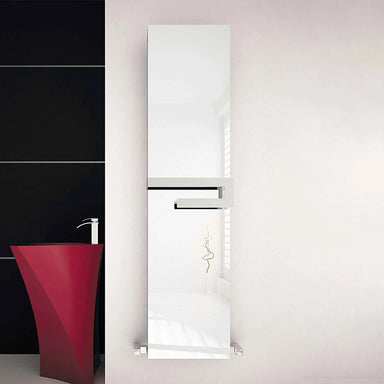 Carisa Elvino Bath Mirror Aluminium Towel Radiator, in a bathroom space