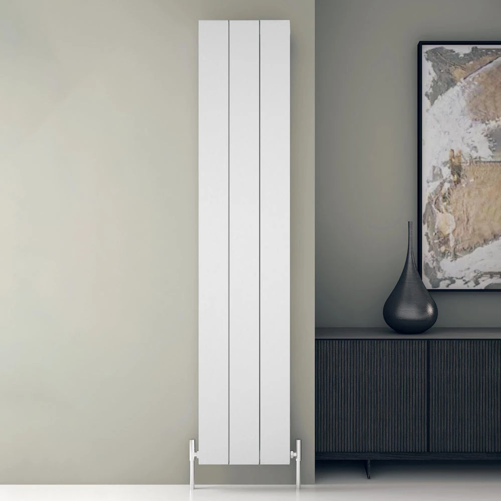 Carisa Elvino Vertical Aluminium Radiator white, in a living space